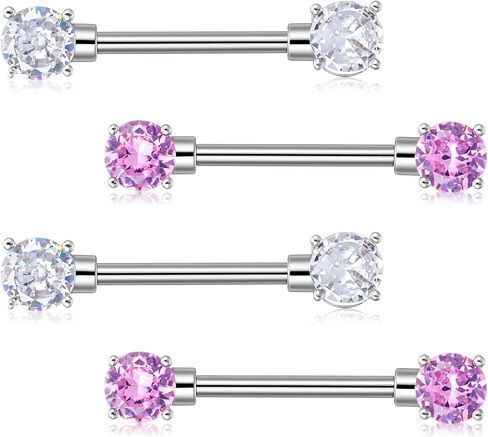 2 Pairs 14G Heart Nipple Rings, Stainless Steel CZ Love Heart Barbell Tongue Rings Set, Nipple Piercing Barbell Ring Jewelry for Women Men(16mm) in Saudi Arabia