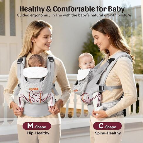 حاملة الأطفال من كوزي بي بي، حاملة أغطية أطفال مريحة 3 في 1 مع حزام خصر بوسادة هوائية، حاملة أطفال مريحة وقابلة للتعديل من حديثي الولادة إلى الأطفال الصغار بوزن 7.7 إلى 33 رطل، حاملة أطفال مع حزام قفل، وجيب تخزين in Kuwait