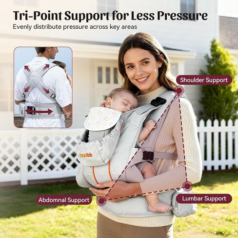 حاملة الأطفال من كوزي بي بي، حاملة أغطية أطفال مريحة 3 في 1 مع حزام خصر بوسادة هوائية، حاملة أطفال مريحة وقابلة للتعديل من حديثي الولادة إلى الأطفال الصغار بوزن 7.7 إلى 33 رطل، حاملة أطفال مع حزام قفل، وجيب تخزين in Kuwait
