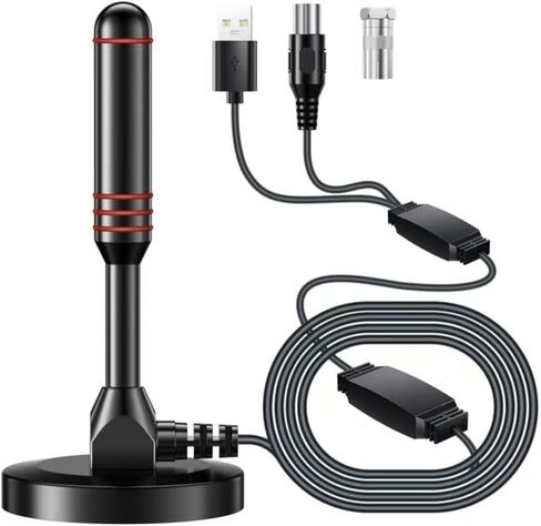 هوائي تلفزيون داخلي طويل المدى مع معزز إشارة مضخم مزدوج، يدعم عصا النار 4K 1080p للتلفزيون الذكي وأجهزة التلفزيون القديمة، استقبال 360 درجة، هوائي رقمي عالي الدقة، كابل محوري بطول 16.5 قدم in Kuwait