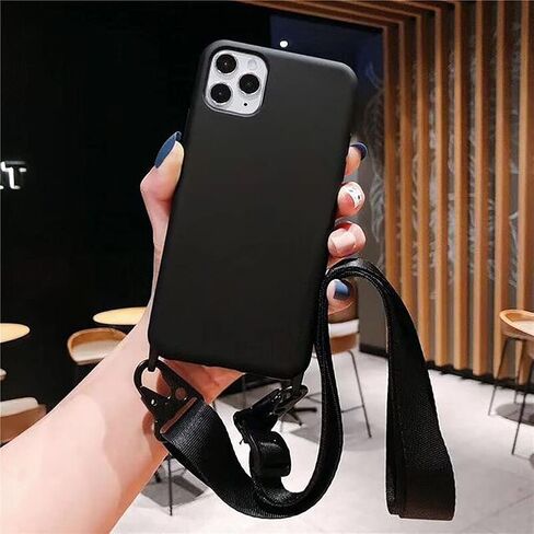 Crossbody Phone Case Compatible with iPhone 17 Pro Max, Cute Soft Silicone Cover with Lanyard Adjustable Shoulder Strap Shockproof Protector Women Girls Black in Saudi Arabia