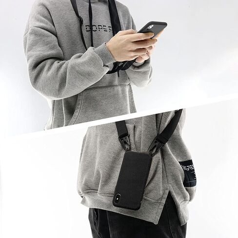 Crossbody Phone Case Compatible with iPhone 17 Pro Max, Cute Soft Silicone Cover with Lanyard Adjustable Shoulder Strap Shockproof Protector Women Girls Black in Saudi Arabia