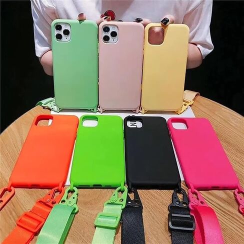 Crossbody Phone Case Compatible with iPhone 17 Pro Max, Cute Soft Silicone Cover with Lanyard Adjustable Shoulder Strap Shockproof Protector Women Girls Black in Saudi Arabia
