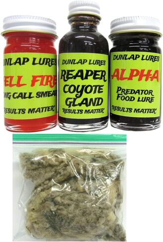 Generic Dunlap Lures Coyote Lure Kit 3 قطع 1 أوقية الجرار محاصرة الإمدادات K-34 in Kuwait
