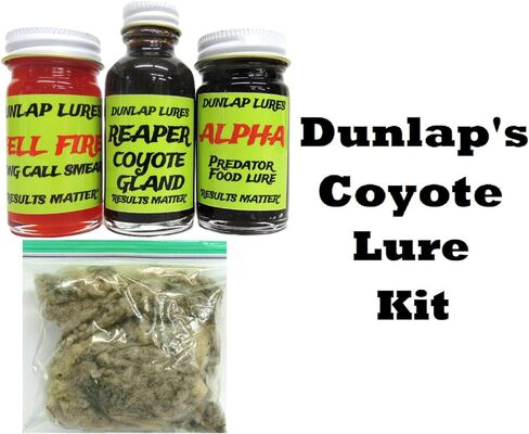 Generic Dunlap Lures Coyote Lure Kit 3 قطع 1 أوقية الجرار محاصرة الإمدادات K-34 in Kuwait