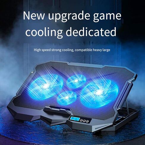 Laptop Cooling pad for Hp ProBook 430 G4 Gaming laptops, Laptop Cooler with 4 Fans, LCD Display Screen, 4 Height, 2 USB-A Port Laptop Stand in Saudi Arabia