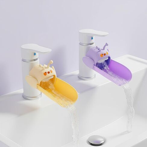 2 Pack Faucet Extender for Toddlers, Silicone Faucet Extender, Easy Install Sink Spout Extender for Kids Hand Washing Fits Standard and Gooseneck Faucet (Purple & Yellow) in Saudi Arabia