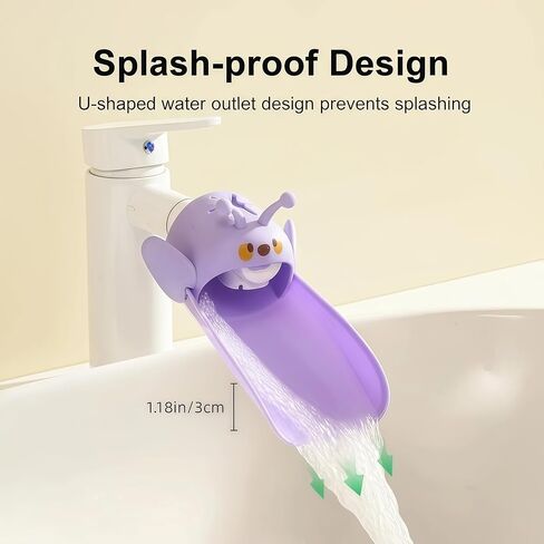 2 Pack Faucet Extender for Toddlers, Silicone Faucet Extender, Easy Install Sink Spout Extender for Kids Hand Washing Fits Standard and Gooseneck Faucet (Purple & Yellow) in Saudi Arabia
