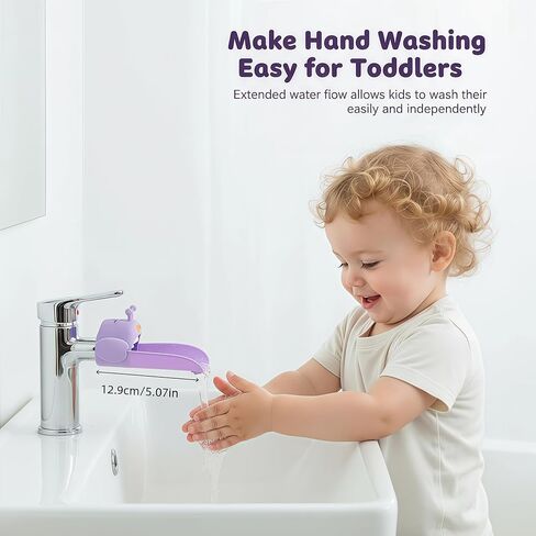 2 Pack Faucet Extender for Toddlers, Silicone Faucet Extender, Easy Install Sink Spout Extender for Kids Hand Washing Fits Standard and Gooseneck Faucet (Purple & Yellow) in Saudi Arabia
