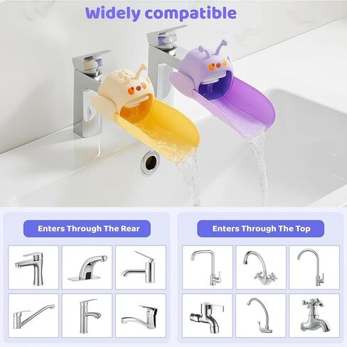 2 Pack Faucet Extender for Toddlers, Silicone Faucet Extender, Easy Install Sink Spout Extender for Kids Hand Washing Fits Standard and Gooseneck Faucet (Purple & Yellow) in Saudi Arabia