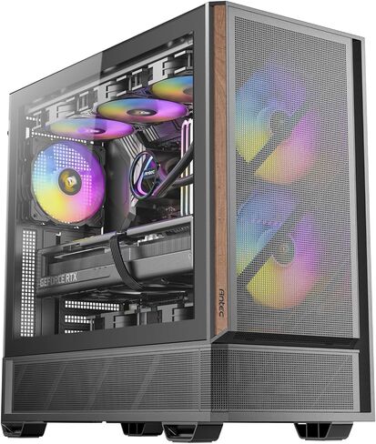 Antec P30 ARGB Mid-Tower ATX Case, 5 PWM Fans Included | 5 PWM Fans Included, ARGB Lighting, Premium Wood Accents, Metal Mesh Front Panel, High-Airflow, 360mm Radiator Support in Saudi Arabia
