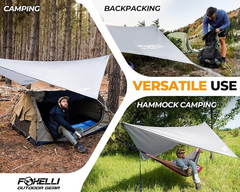 Foxelli Hammock Rain Fly - Waterproof Lightweight Tent & Hammock Rain Tarp for Camping, Backpacking w/Easy Setup Including Extra Long Guy Lines & Stakes in Saudi Arabia