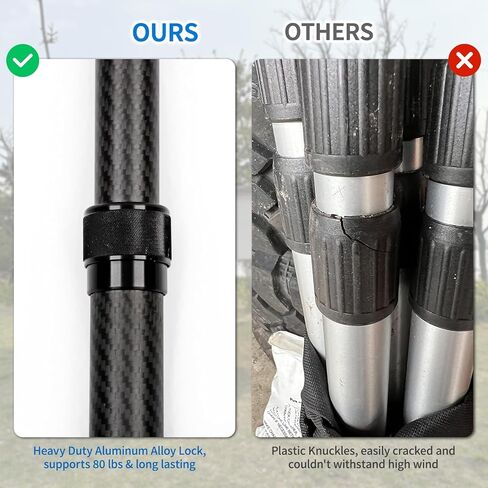 HIBLE Carbon Fiber Tarp Poles, 2 Sets of Black Camping Poles for Shelters, Tent, Canopy, Awning, Telescoping Tent Poles Extend Up to 8.2 Foot (Black, Tarp Poles Only) in Saudi Arabia