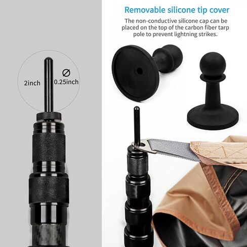 HIBLE Carbon Fiber Tarp Poles, 2 Sets of Black Camping Poles for Shelters, Tent, Canopy, Awning, Telescoping Tent Poles Extend Up to 8.2 Foot (Black, Tarp Poles Only) in Saudi Arabia
