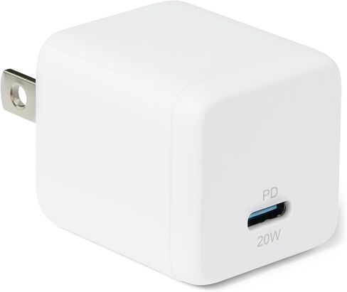 شاحن حائط أمازون بيسيكس سريع الشحن USB C نانو جان، 20 وات بمنفذ واحد PD 3.1 للهواتف اللوحية، أبيض in Kuwait