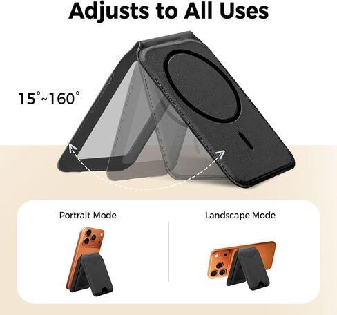 Upgraded for MagSafe Wallet with Makeup mirror，Stronger Magnetic rfid blocking Wallet for iPhone Air 17 16 15 14 13 12 Pro Max,4 Cards Holder with Adjustable Stand(Black) in Saudi Arabia
