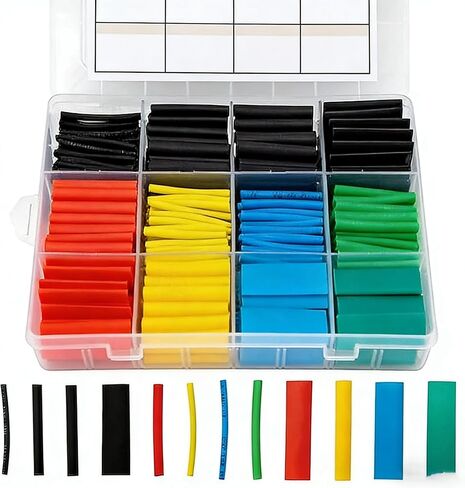 140Pcs/Box Cable Heat Shrinkable Tube, Insulated Heat Shrink Tubing for Wire Protection, Colorful and Black Shrink Tubes for Electrical Wiring, Assorted Set in Saudi Arabia