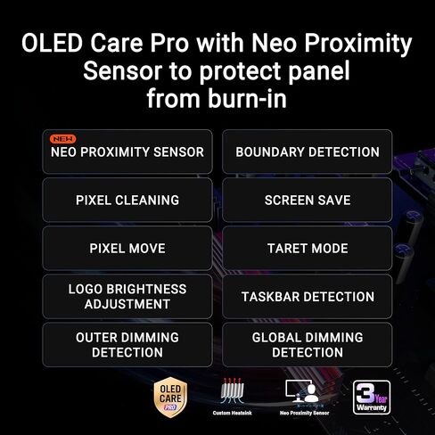 شاشة الألعاب ASUS ROG Strix مقاس 27 بوصة بدقة 4K QD-OLED (XG27UCDMG) - 240 هرتز، 0.03 مللي ثانية، مضاد للوميض 2.0، مبدد حرارة مخصص، Care Pro، مستشعر القرب Neo، 99% DCI-P3، لون حقيقي 10 بت، ضمان لمدة 3 سنوات in Saudi Arabia