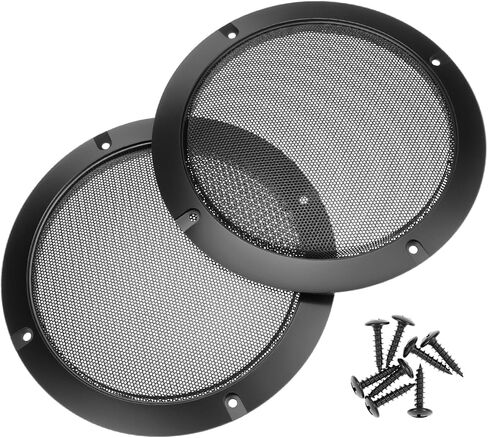 غطاء شواية مكبر صوت دائري شبكي معدني مقاس 6.5 بوصة من QWORK، فولاذ ملفوف على البارد مع حلقة بلاستيكية ABS، ديكور شبكات سماعات الراديو العالمية، حافظة حماية شبكية لشبكة مضخم الصوت، تتضمن براغي in Kuwait