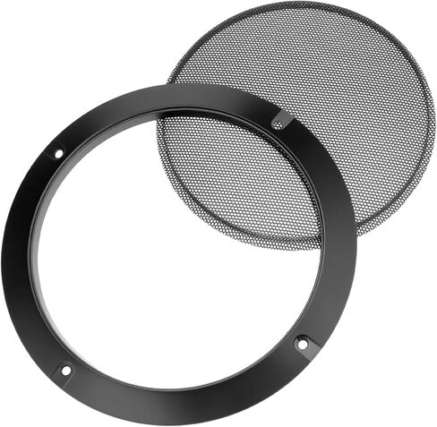 غطاء شواية مكبر صوت دائري شبكي معدني مقاس 6.5 بوصة من QWORK، فولاذ ملفوف على البارد مع حلقة بلاستيكية ABS، ديكور شبكات سماعات الراديو العالمية، حافظة حماية شبكية لشبكة مضخم الصوت، تتضمن براغي in Kuwait