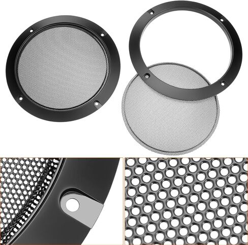 غطاء شواية مكبر صوت دائري شبكي معدني مقاس 6.5 بوصة من QWORK، فولاذ ملفوف على البارد مع حلقة بلاستيكية ABS، ديكور شبكات سماعات الراديو العالمية، حافظة حماية شبكية لشبكة مضخم الصوت، تتضمن براغي in Kuwait