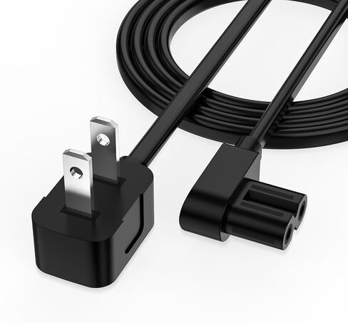 AGVEE 10ft 90 Degree Right Angle TV Power Cord, 2 Prong Figure 8 IEC C7 C8 18AWG Cable, Space-Saving Low Profile Wall Plug for Samsung LG Sony TV, PS5, PS4, Xbox, Printer, Black in Saudi Arabia