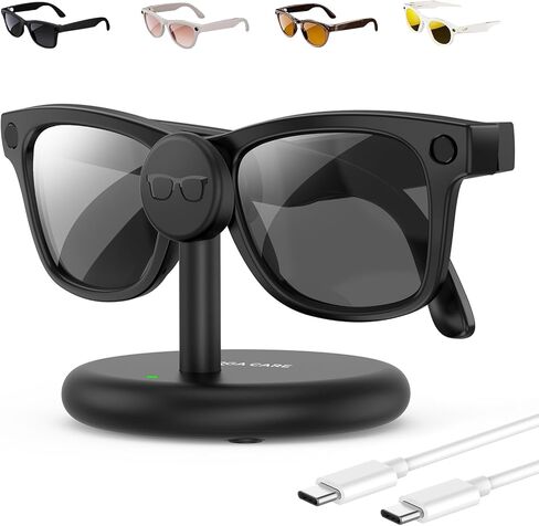حامل شاحن R1 لنظارات Meta Ray-Ban الذكية (Wayfarer/Headliner/Skyler Gen1/2) وOakley Meta HSTN، قاعدة شحن USB-C مع 5 حماية in Kuwait