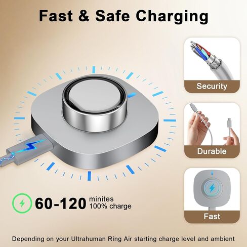 Charger Compatible with Ultrahuman Ring-Size 10,Fast Safe Charging Dock with USB-C Cable,Portable Design for Ultrahuman Ring Air,Silver Gray in Saudi Arabia