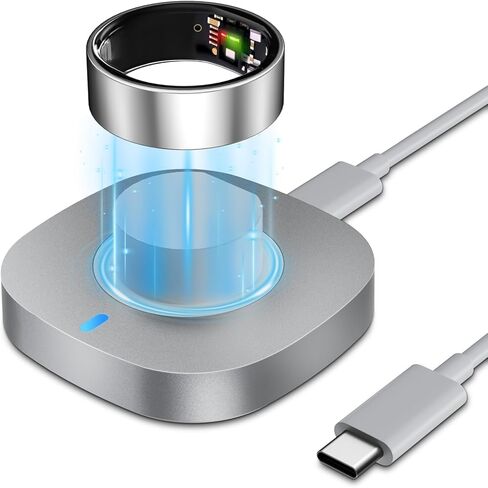 Charger Compatible with Ultrahuman Ring-Size 10,Fast Safe Charging Dock with USB-C Cable,Portable Design for Ultrahuman Ring Air,Silver Gray in Saudi Arabia