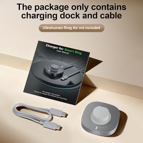 Charger Compatible with Ultrahuman Ring-Size 10,Fast Safe Charging Dock with USB-C Cable,Portable Design for Ultrahuman Ring Air,Silver Gray in Saudi Arabia