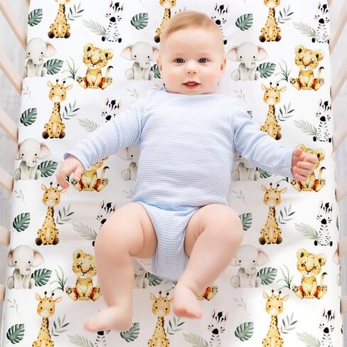 Baby Crib Bedding Set Safari Neutral Crib Nursery Comforter Bed Sets Decor with Fitted Crib Sheet, Comforter and Bed Skirt for Unisex Boys Girls (Safari) in Saudi Arabia