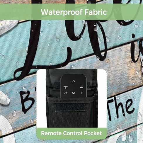 غطاء تلفزيون خارجي مقاس 55 بوصة، غلاف تلفزيون من الخشب المخضر المحبب، حياة نجم البحر أفضل على الشاطئ، أغطية تلفزيون للشاشة الخارجية مع جيب للتحكم عن بعد، ديكور منزلي in Kuwait