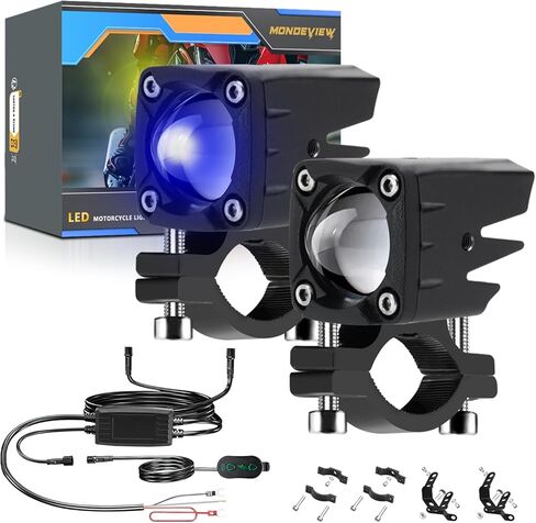 MONDEVIEW LED Motorcycle Auxiliary Light Kit, 5 Modes, Spot Driving Lights, Compatible with Tractor Truck ATV UTV SUV Boat in Saudi Arabia