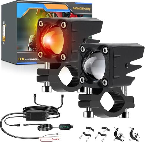 MONDEVIEW LED Motorcycle Auxiliary Light Kit, 5 Modes, Spot Driving Lights, Compatible with Tractor Truck ATV UTV SUV Boat in Saudi Arabia