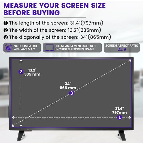 F FORITO 34 Inch 21:9 Anti Blue Light Matte Monitor Screen Protector, Anti Glare Computer Screen Protector for Eyes Compatible with All 34" Widescreen Monitors in Saudi Arabia