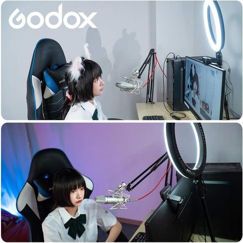 GODOX LR120 12 بوصة LED حلقة ضوء التصوير الفوتوغرافي ملء الضوء 3000K-6000K ثنائي اللون درجة الحرارة قابل للتعديل سطوع USB مدعوم مع حامل الهاتف للبث المباشر صورة شخصية ماكياج التصوير الفوتوغرافي in Saudi Arabia