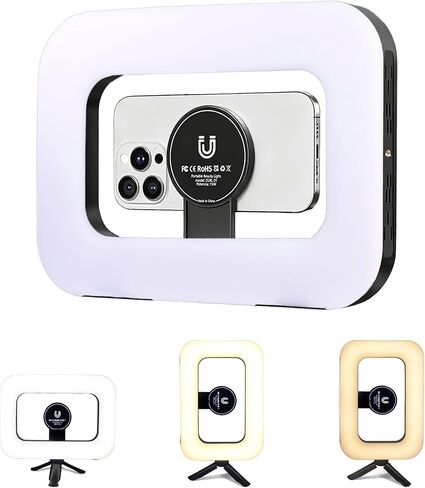 ضوء حلقة الهاتف لتسجيل الفيديو، ضوء هاتف مغناطيسي MagSafe مزدوج الجوانب، ضوء سيلفي LED محمول مع حامل ثلاثي صغير لهواتف iPhone وTikTok ويوتيوب والمكياج in Saudi Arabia