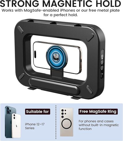 ضوء حلقة الهاتف لتسجيل الفيديو، ضوء هاتف مغناطيسي MagSafe مزدوج الجوانب، ضوء سيلفي LED محمول مع حامل ثلاثي صغير لهواتف iPhone وTikTok ويوتيوب والمكياج in Saudi Arabia