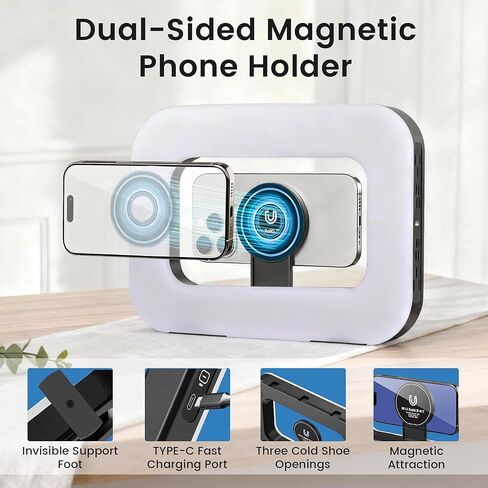 ضوء حلقة الهاتف لتسجيل الفيديو، ضوء هاتف مغناطيسي MagSafe مزدوج الجوانب، ضوء سيلفي LED محمول مع حامل ثلاثي صغير لهواتف iPhone وTikTok ويوتيوب والمكياج in Saudi Arabia