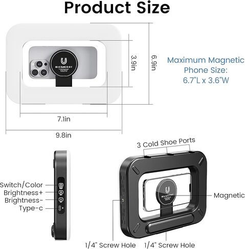 ضوء حلقة الهاتف لتسجيل الفيديو، ضوء هاتف مغناطيسي MagSafe مزدوج الجوانب، ضوء سيلفي LED محمول مع حامل ثلاثي صغير لهواتف iPhone وTikTok ويوتيوب والمكياج in Saudi Arabia