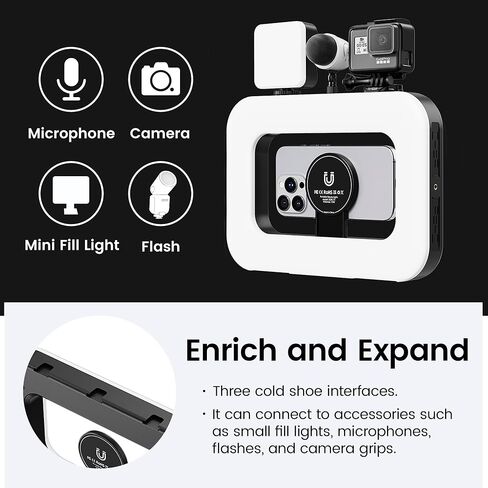 ضوء حلقة الهاتف لتسجيل الفيديو، ضوء هاتف مغناطيسي MagSafe مزدوج الجوانب، ضوء سيلفي LED محمول مع حامل ثلاثي صغير لهواتف iPhone وTikTok ويوتيوب والمكياج in Saudi Arabia