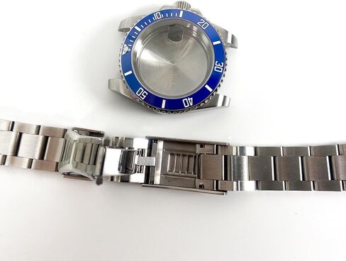 Watch Case with Band for Seiko NH35, Blue Bezel Diver Style Case Set, 904L Stainless Steel & Sapphire Crystal‌ in Saudi Arabia
