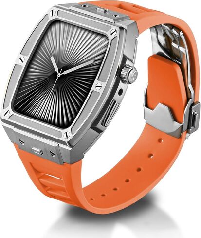 حافظة معدنية مع سوار لساعة ابل سيريز 11/10 46 ملم، غطاء حماية متين وشديد التحمل، سوار تكتيكي لساعة اي ووتش 46 ملم in Kuwait