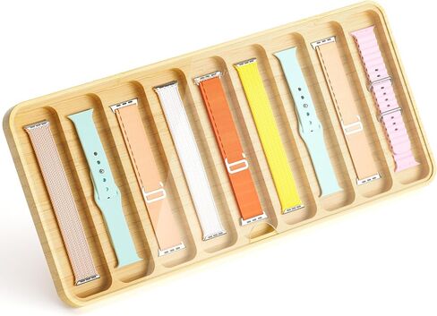 منظم سوار ساعة خشبي - يعمل مع جميع أحزمة ساعات Apple - 9 فتحات عرض علبة تخزين الساعة مع غطاء علوي من الأكريليك in Kuwait