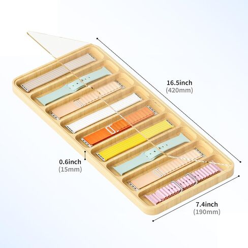 منظم سوار ساعة خشبي - يعمل مع جميع أحزمة ساعات Apple - 9 فتحات عرض علبة تخزين الساعة مع غطاء علوي من الأكريليك in Kuwait