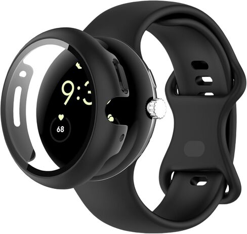 Silicone Watch Bands Compatible for Google Pixel 2, with PC Case Cover Protective Soft Breathable Waterproof Sport Watch Band for Pixel 2 in Saudi Arabia