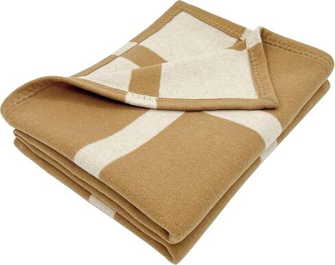 Wool Blanket & Throws 90% Wool Warm Blanket Soft Couch Blankets 75"x55" Twin Throw Blankets for Living Room, Camping, Outdoors, or Car Travel with Exquisite Box for Gift (Camel) in Kuwait