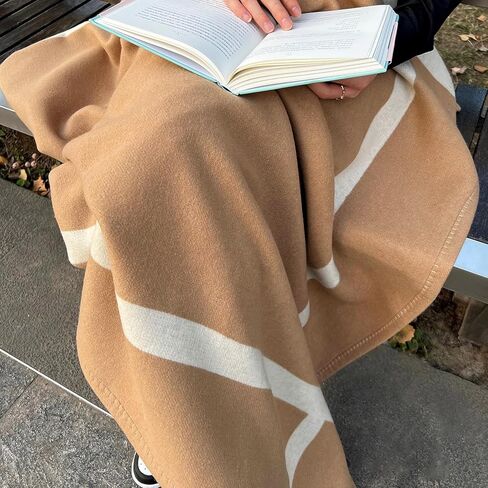 Wool Blanket & Throws 90% Wool Warm Blanket Soft Couch Blankets 75"x55" Twin Throw Blankets for Living Room, Camping, Outdoors, or Car Travel with Exquisite Box for Gift (Camel) in Kuwait