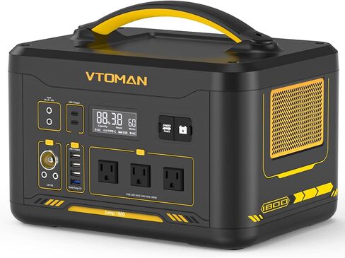 VTOMAN Jump 600X Portable Power Station 600W, 299Wh Solar Generator LiFePO4 Battery Power Station with Jump Start for Car, 1200W AC Outlet, PD 60W USB-C, 3x Regulated 12V/10A DC for Camping, RV Travel in Kuwait