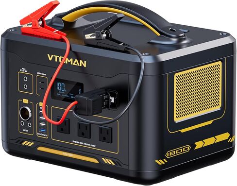 VTOMAN Jump 600X Portable Power Station 600W, 299Wh Solar Generator LiFePO4 Battery Power Station with Jump Start for Car, 1200W AC Outlet, PD 60W USB-C, 3x Regulated 12V/10A DC for Camping, RV Travel in Kuwait